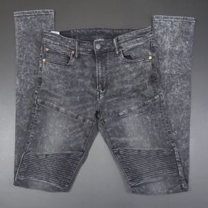 AE Stacked Skinny Black Moto Jeans Size 33…